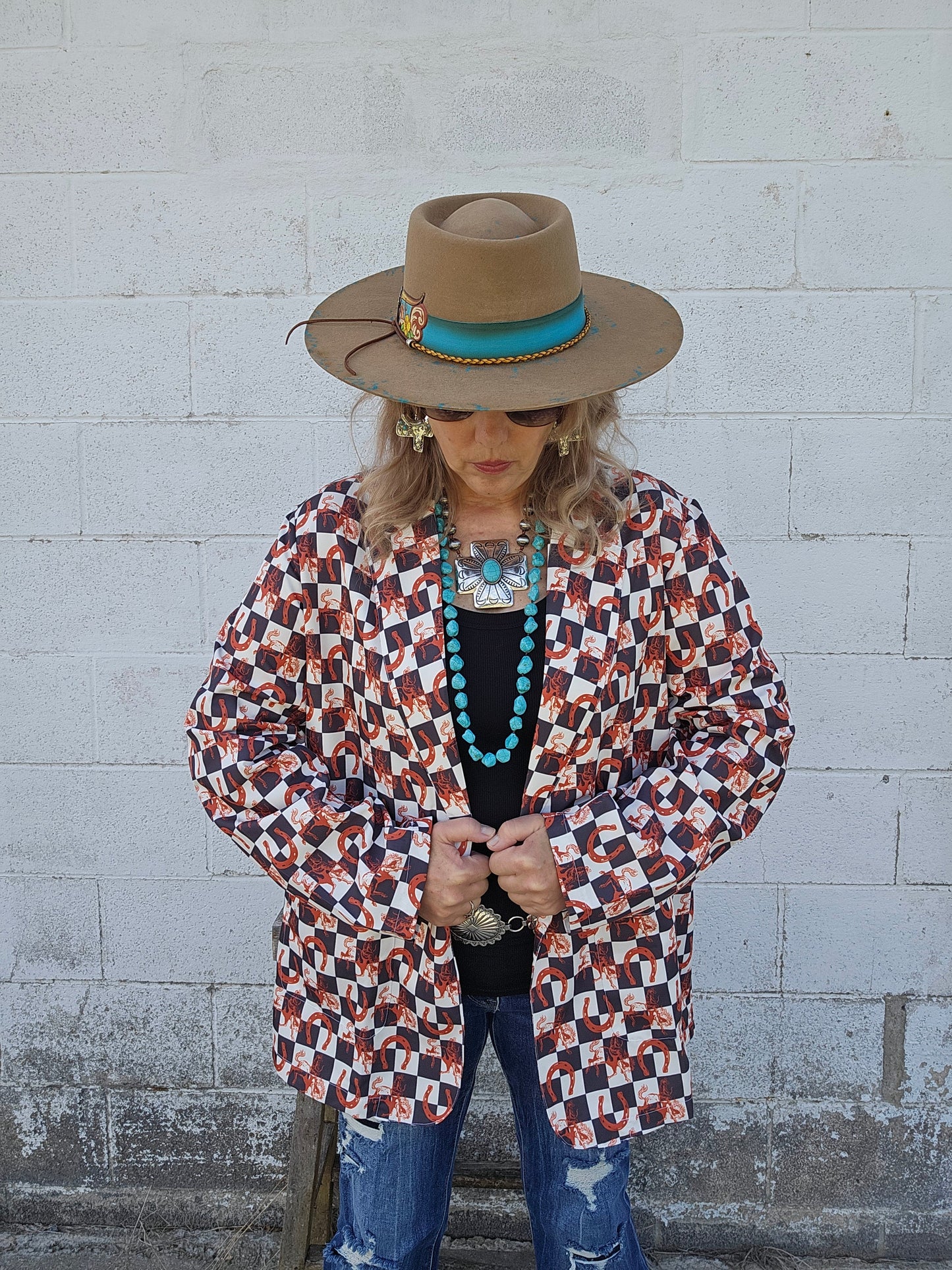 Checkered Rodeo Women's Western Blazer