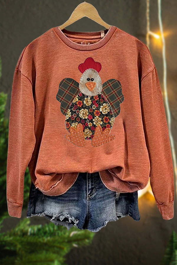 Funny Chicken Print Sweatshirt