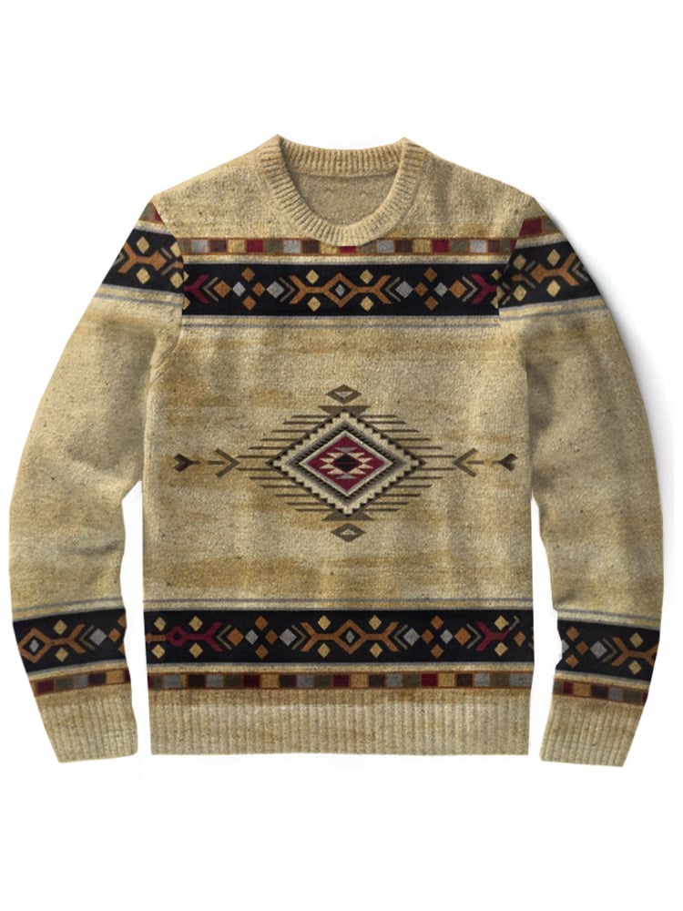 Western Vintage Classic Crew Neck Sweater