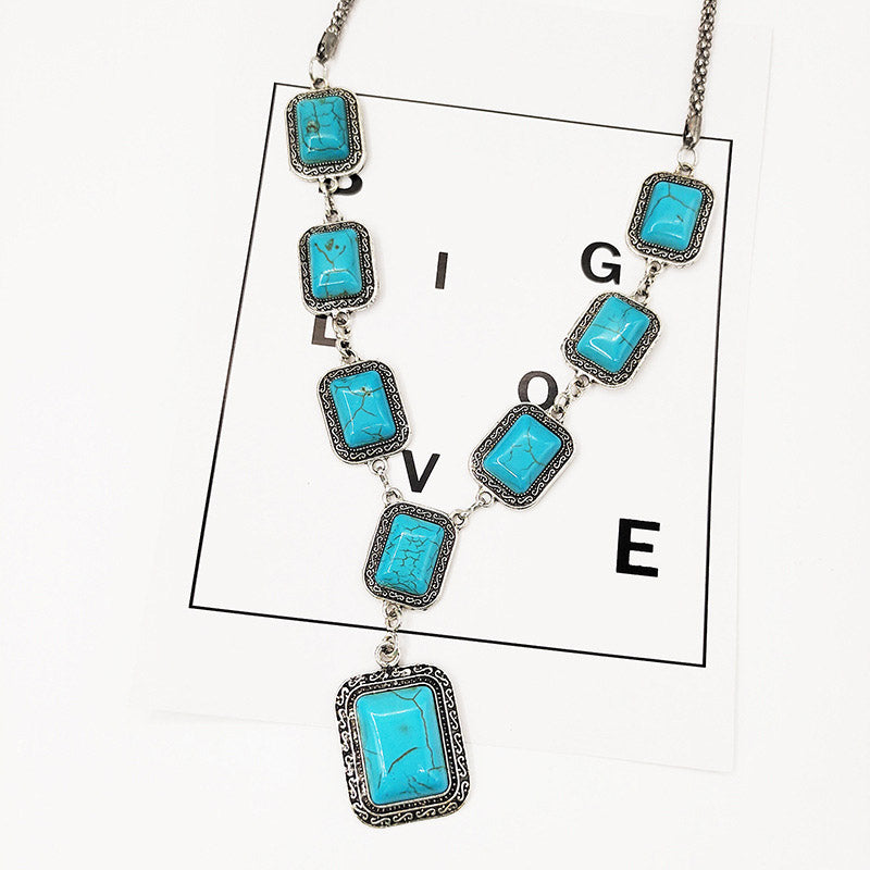 Bohemian Vintage Turquoise Alloy Necklace