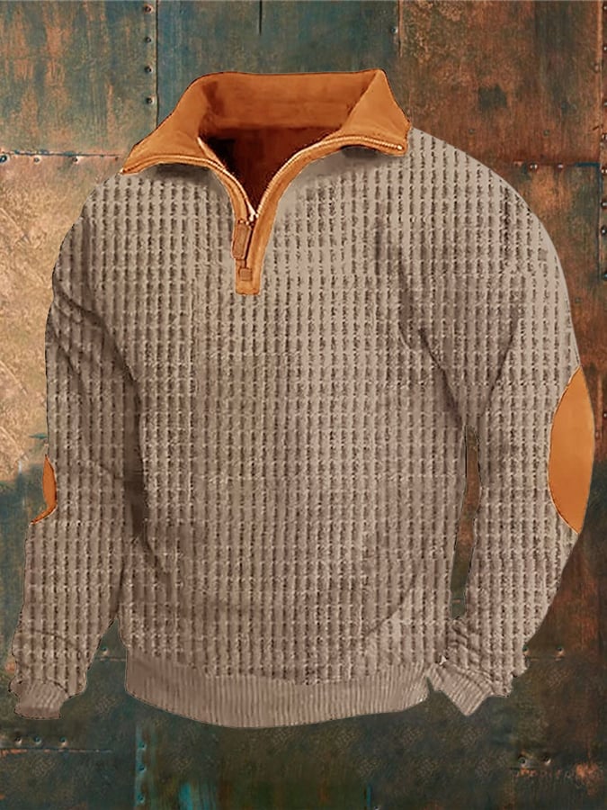 Men'S Vintage Stand Collar Long Sleeve Sweatshirt