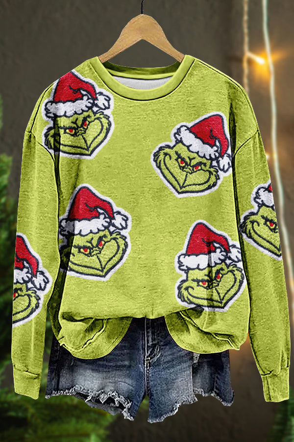 Christmas Grinch Print Sweatshirt