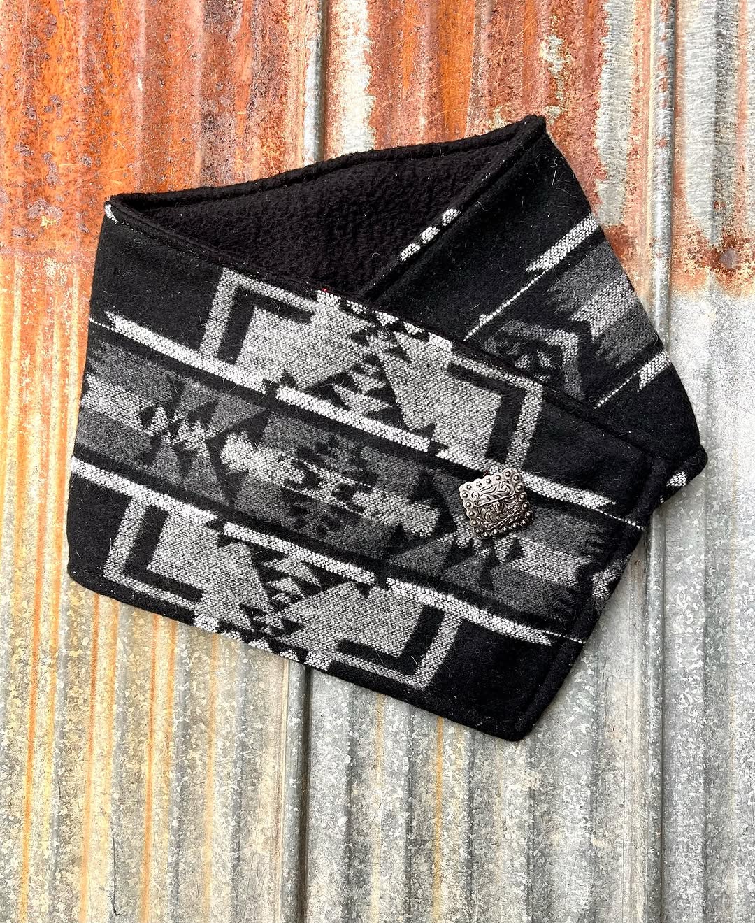 Women's Western Black Aztec Warm Neck Hood