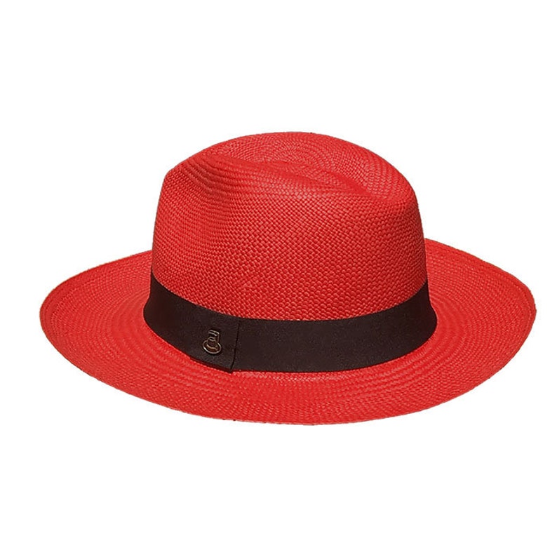 Advanced Original Panama Hat-Red Classic Fedora-Handwoven in Ecuador