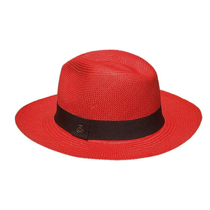 Advanced Original Panama Hat-Red Classic Fedora-Handwoven in Ecuador