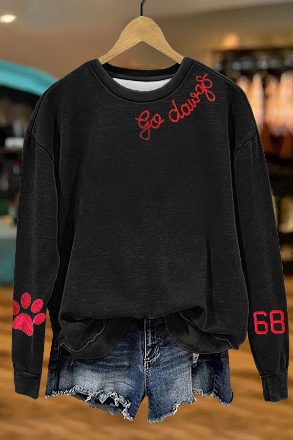 Classic Bulldog 68 Football Gameday Print Sweatshirt