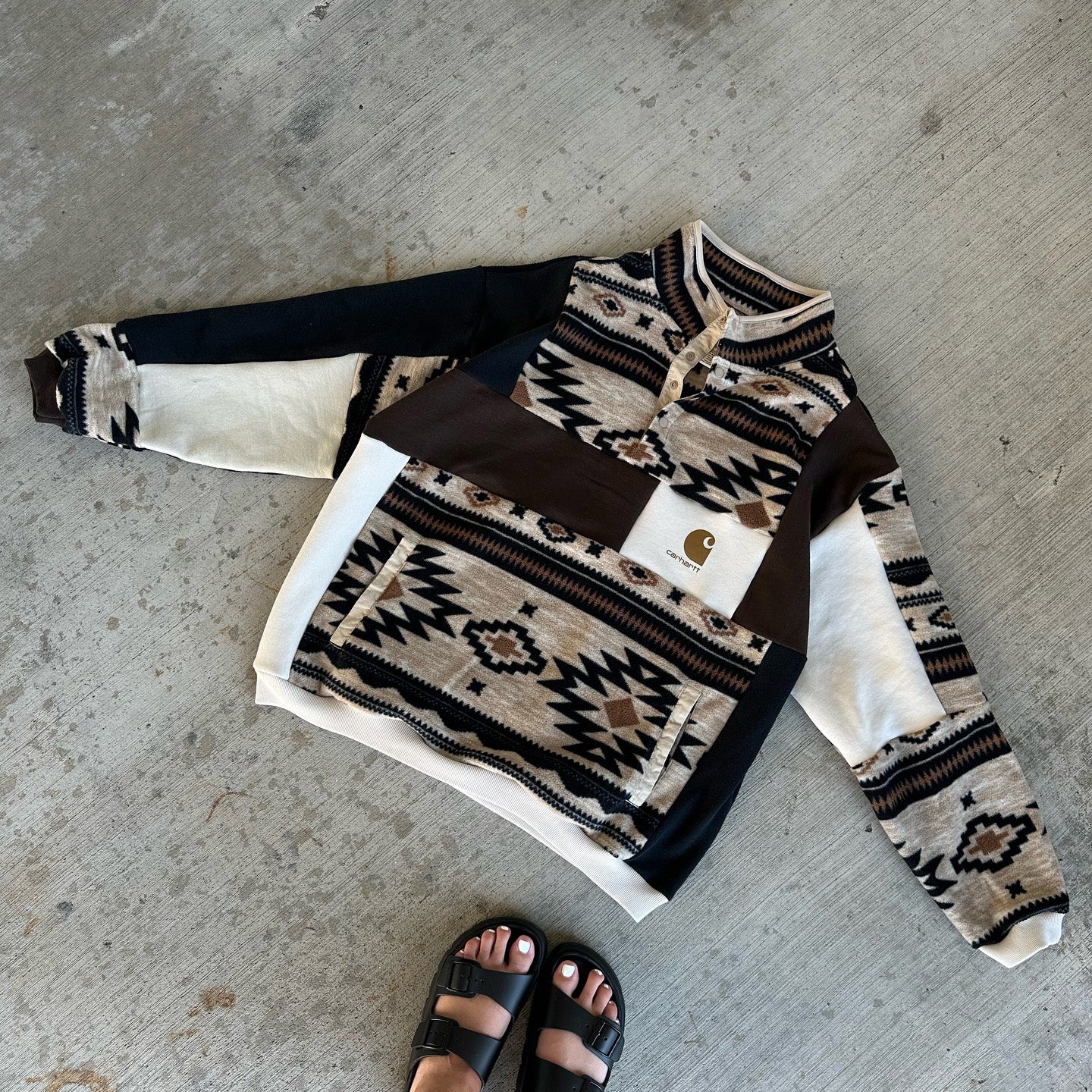 Women's Aztec Printed Button Down Sweatshirt