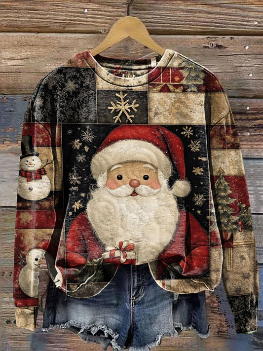 Vintage Santa Art Print Casual  Sweatshirt