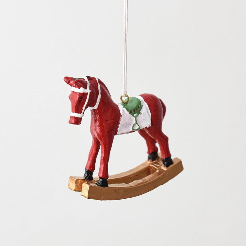 Christmas Tree 3D Rocking Horse Pendant