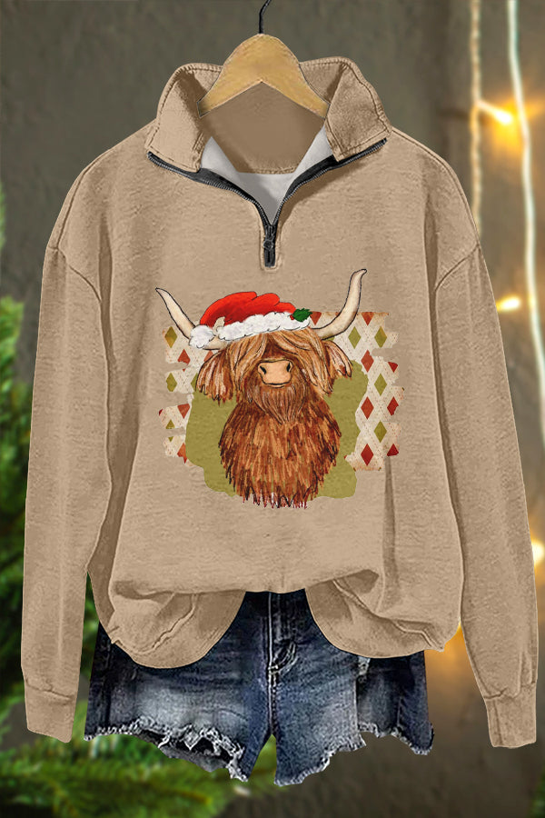 Western Christmas Cow Print Sweatshirt