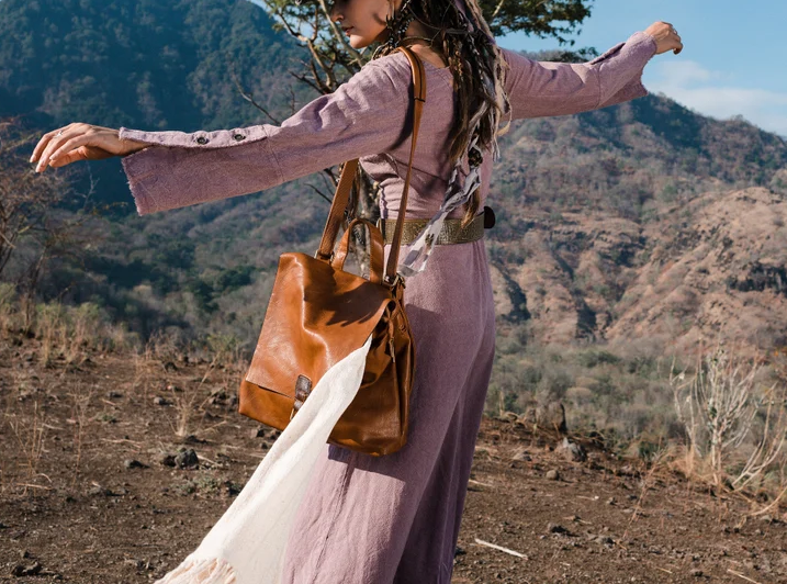 Lavender wrap dress • Fringed maxi dress • Gypsy style dress • Goddess dress • Organic cotton dress • Linen wrap dress