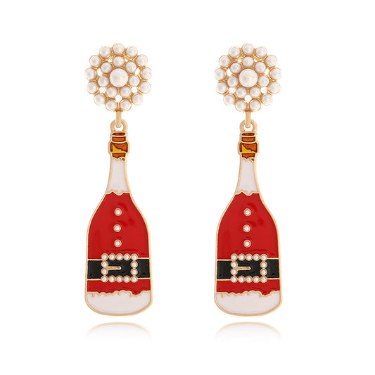 Christmas Wine Bottle Earrings