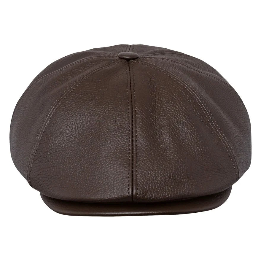 PEAKED CAPS Tony - LEATHER-BROWN