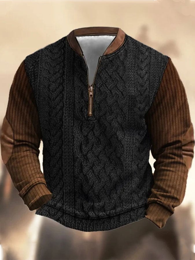 Men's Western Geometric Zip-Up Top