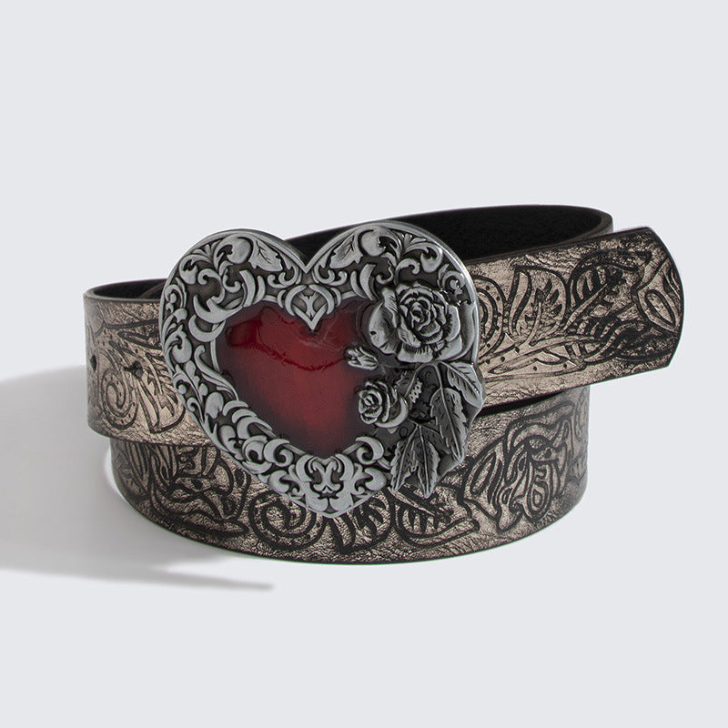 Heart Buckle Flower Belt