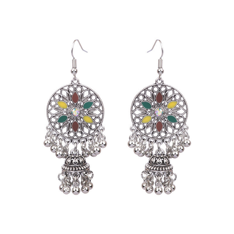 Women's Bohemian Hollow Tassel Rice Bead Earrings