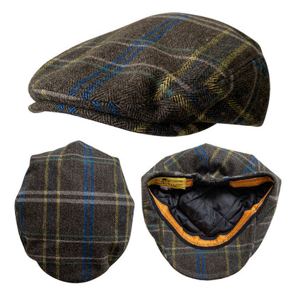 THE PEAKED Marl Flat Hat RUSTY-Harris Tweed