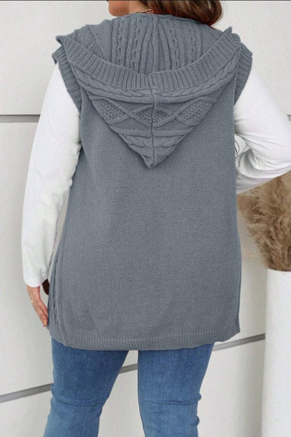 Women's casual sleeveless hooded knitted cardigan