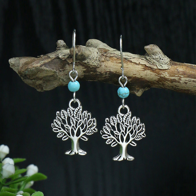 Women's Bohemian Geometric Metal Turquoise Earrings