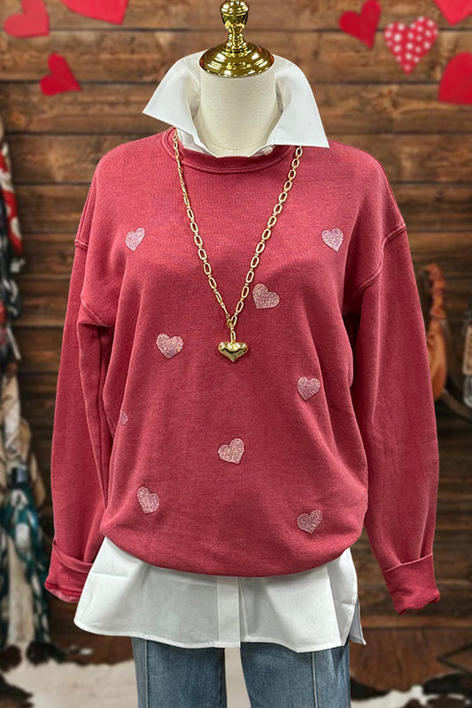 Retro Heart Print Sweatshirt