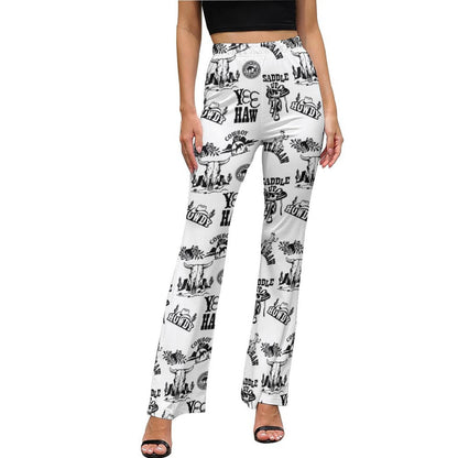 Cowboy Print Western Flare Pants