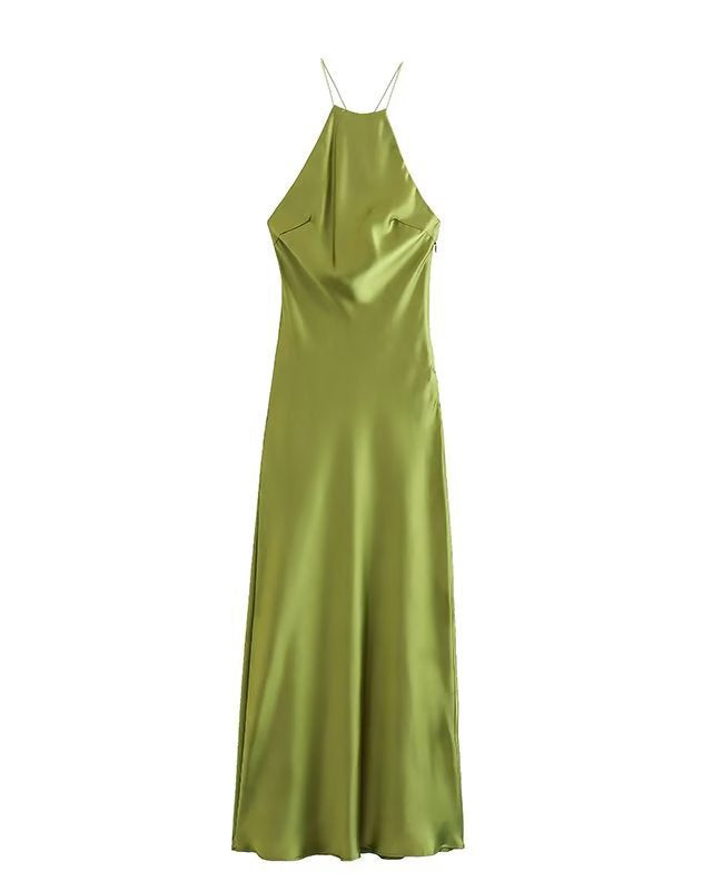 Strappy Silk Satin Low Back Dress