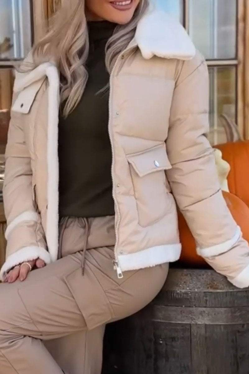 Women's Casual Solid Color Plush Coat