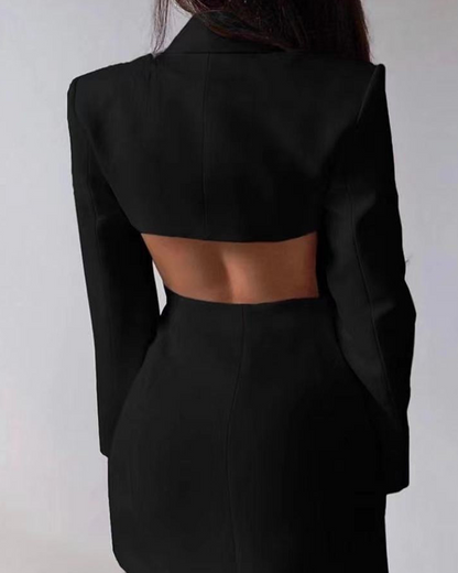 Openback Double-Breasted Blazer Dress