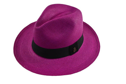 Fuchsia Classic Fedora | Genuine Panama Hat | Toquilla Straw | Handwoven in Ecuador - EA - HatBox Included