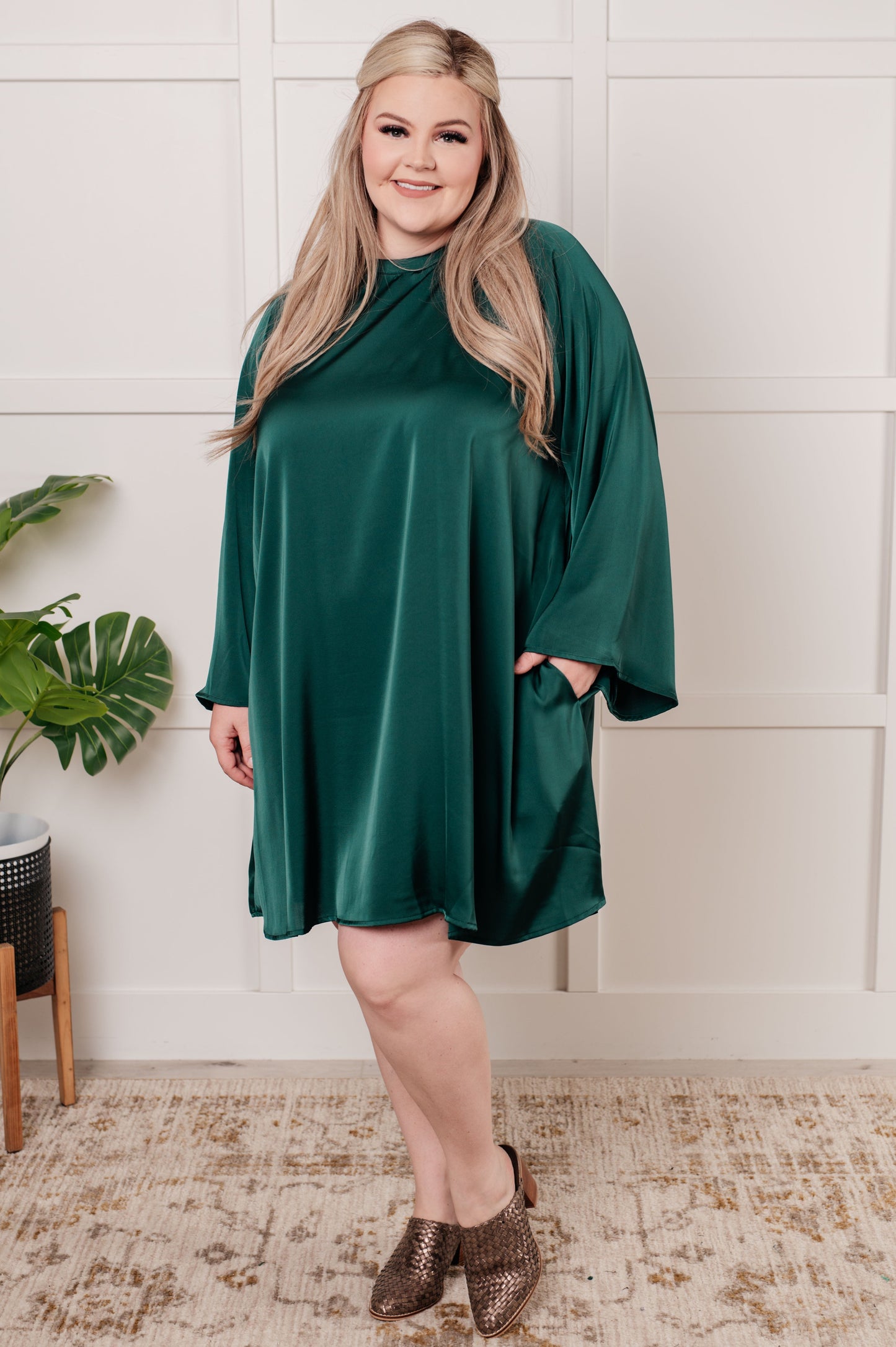 Christmas Satin Butterfly Sleeve Dress