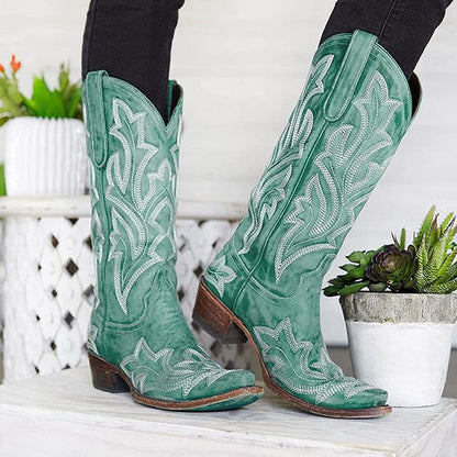 Embroidered Leather Boots