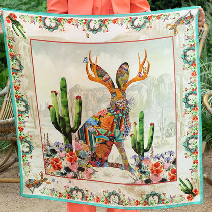 Jewelled Jackalope Silk Scarf choice of sizes