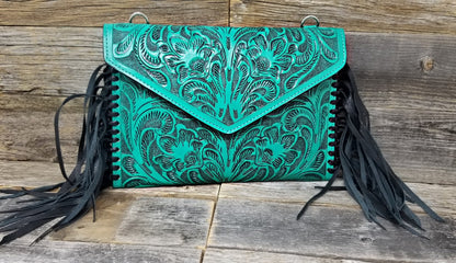 Genuine Leather Envelope Cross Body Clutch - Choice of Colors