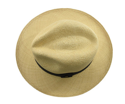 Handwoven Panama Hat with Customizable Band Color-Classic Summer Fedora Style, Made from Natural Toquilla Straw in Ecuador - Can be rolls up for packing