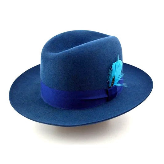 Fedora | | Indigo Blue Wide Brim Hat Men