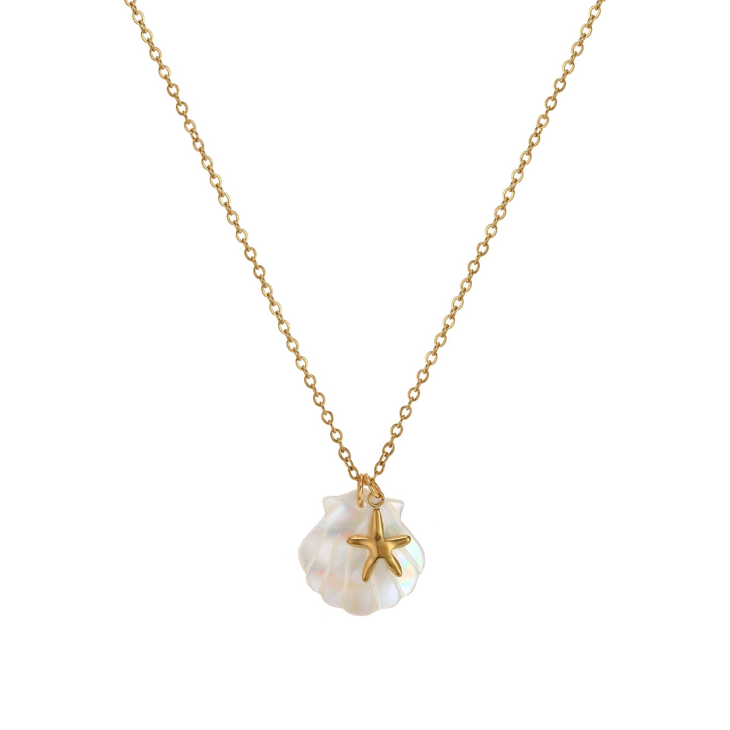 Women's Starfish Conch Shell Pendant Necklace