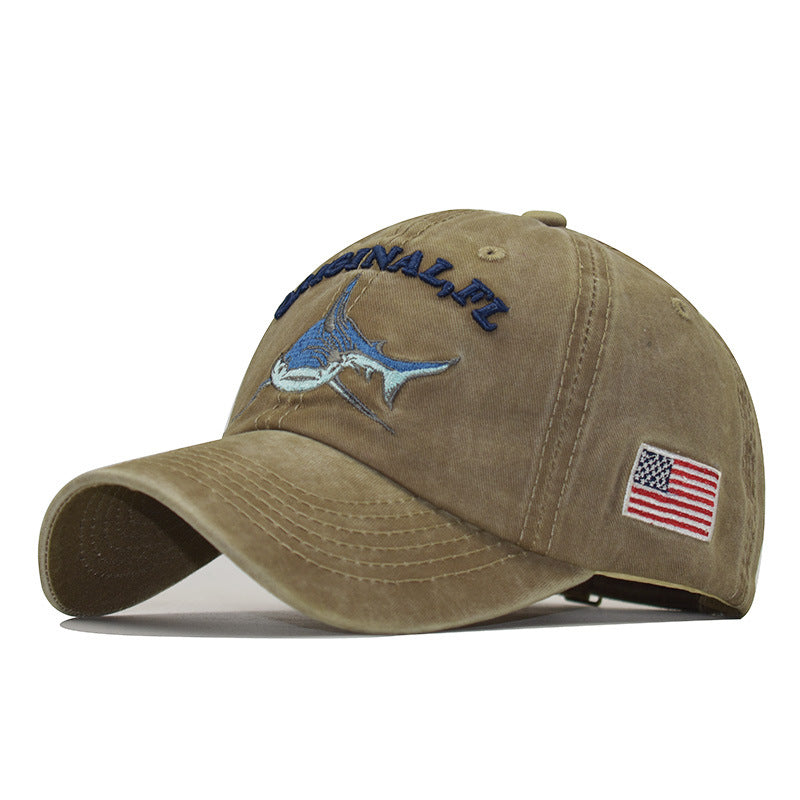 Men & Women Baseball Cap/shark spirit embroidery Outdoor Fitted Hat