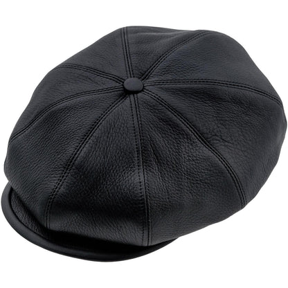 PEAKED CAPS BRIAN - LEATHER-BLACK