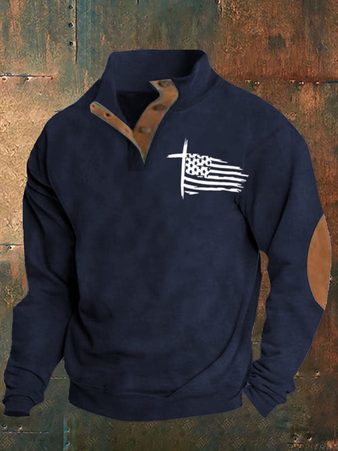 Men's Aintage Faith Flag Print Sweatshirt