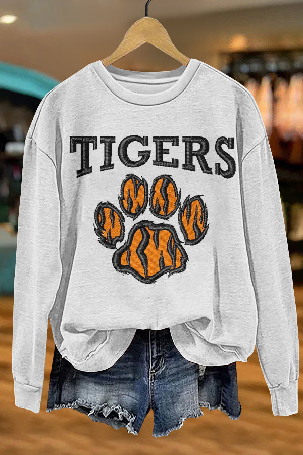 Unique Gameday Tigers Print Sweatshirt