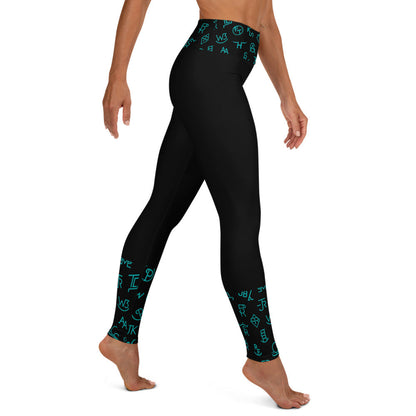 Turquoise Cattle Brands Yoga Leggings