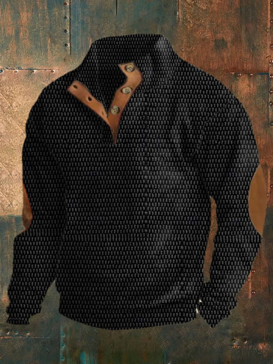 Men's vintage western stand collar sweatshirt