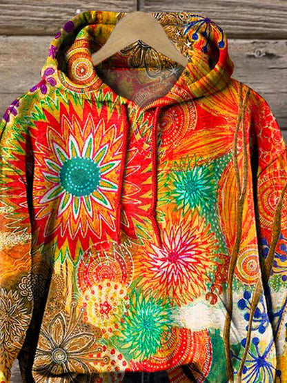 Vibrant Abstract Art Printed Casual Hoodie Sweatshirt