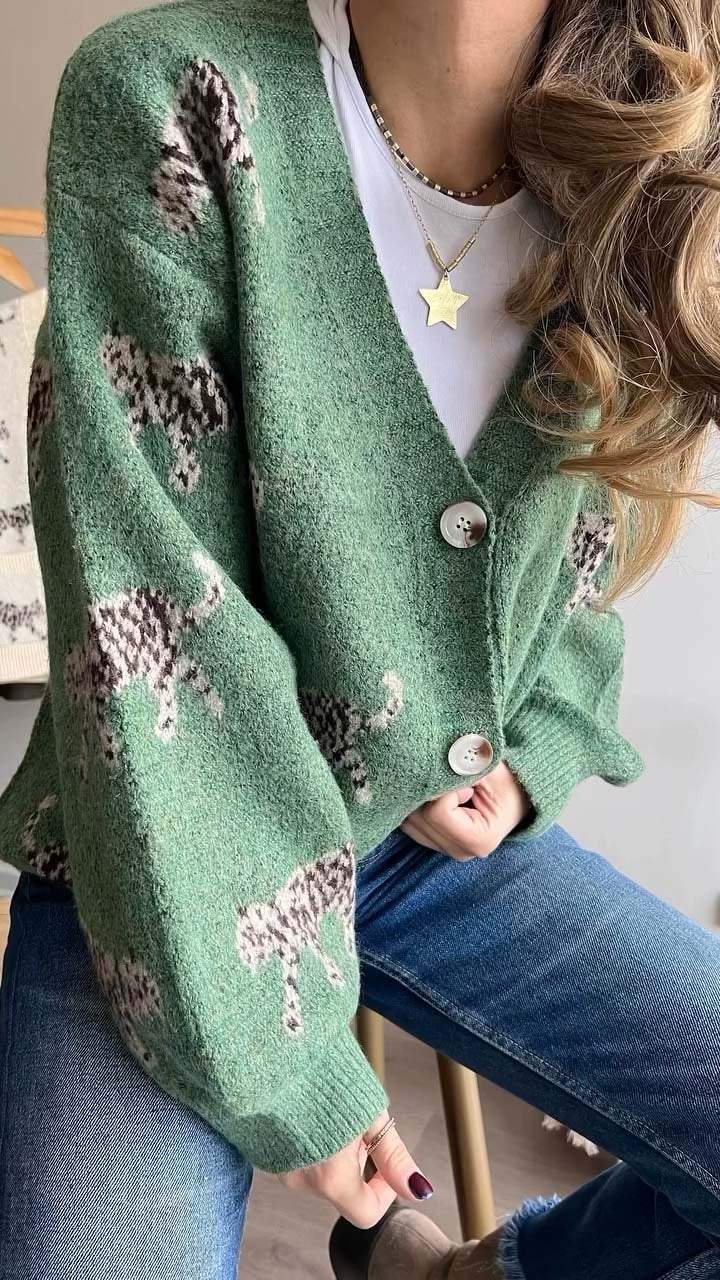 Women's Casual Print Knit Jacket