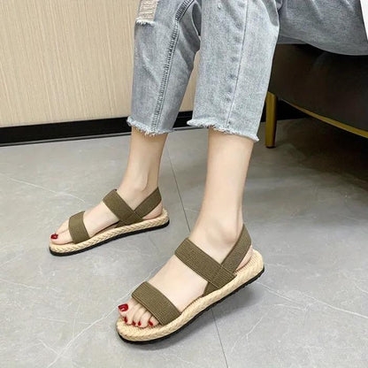 Women's Espadrille Flat Sandals Casual Solid Color Shoes