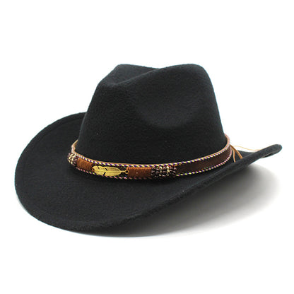 Men's Vintage Western Cowboy Hat Knight Woolen British Felt Hat