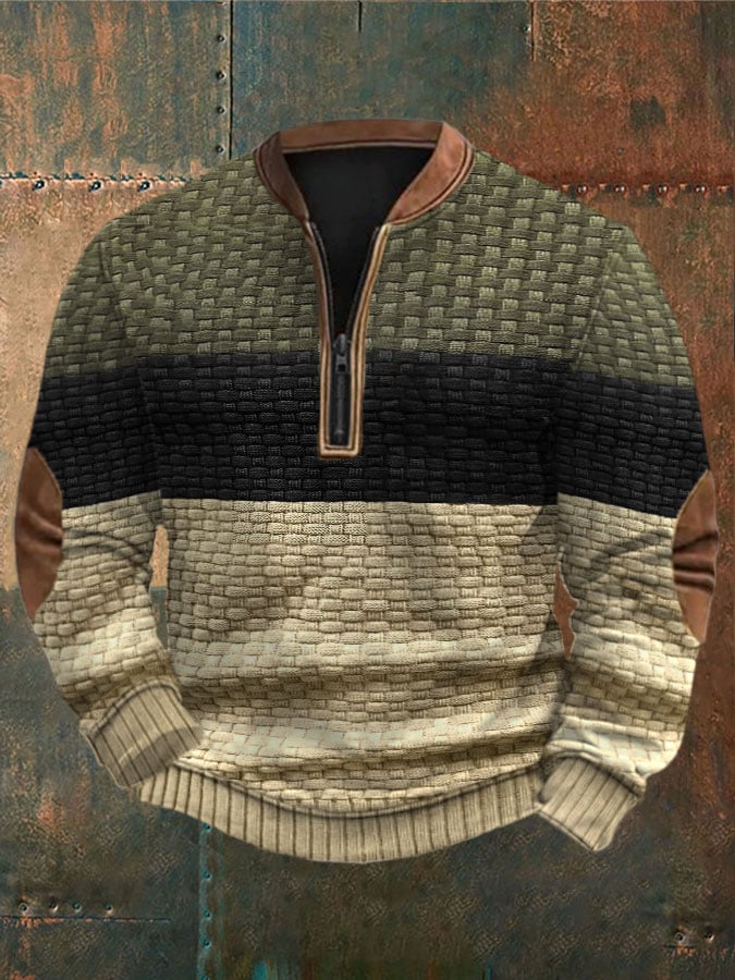 Men's geometric zip-up top