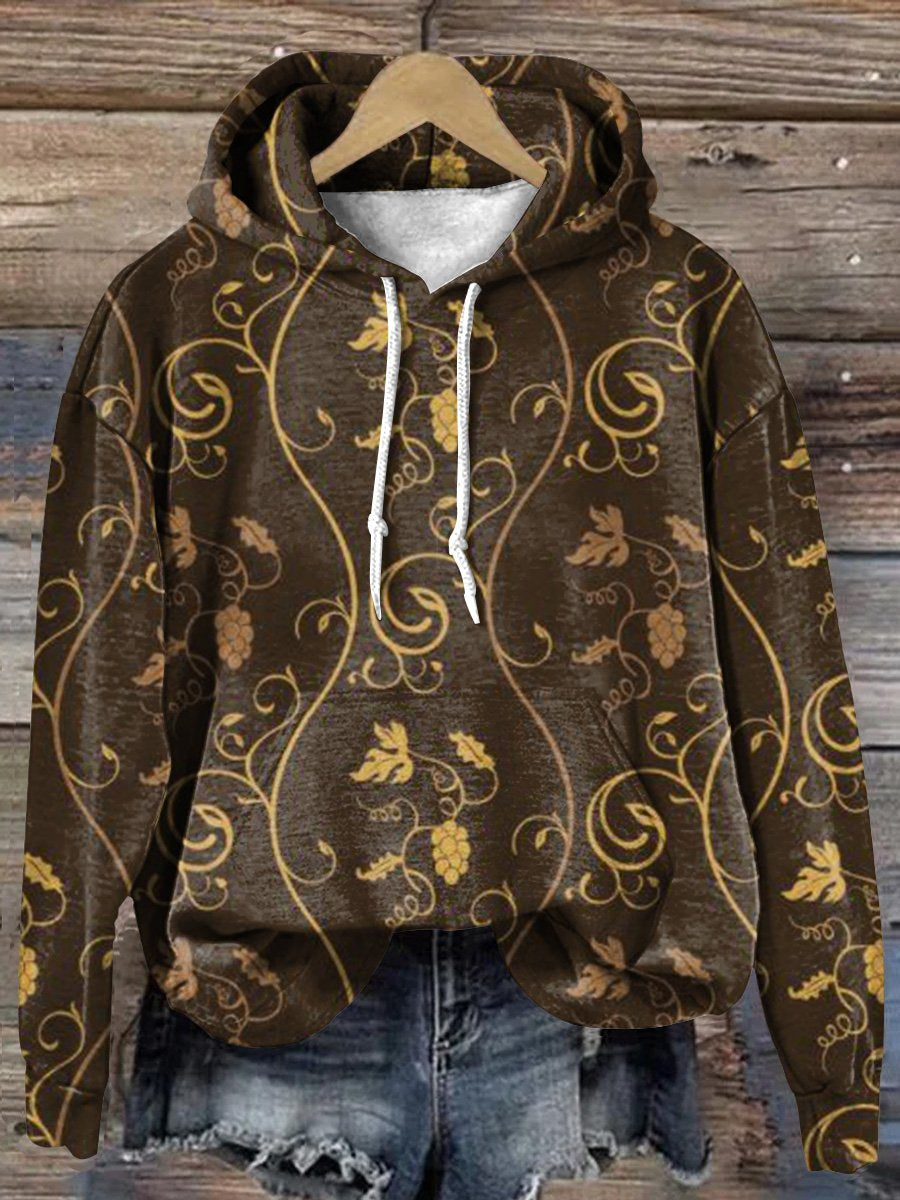 Retro Vine Art Print Casual Hoodie Sweatshirt