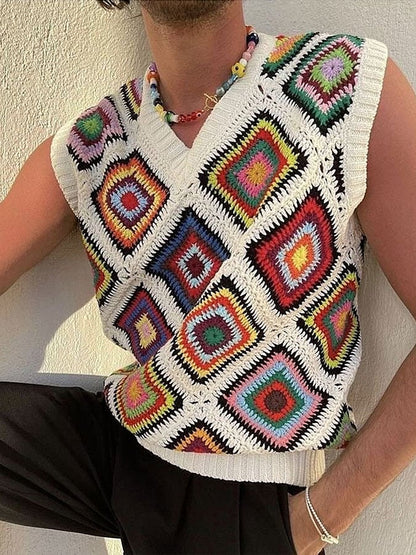 Men's Bohemian Geometric Print Vest