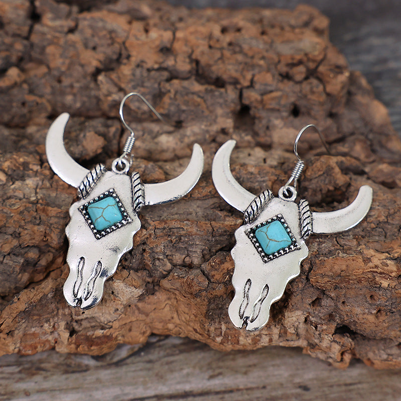 Bull's Head Turquoise Earrings